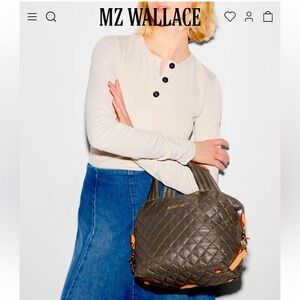 MZ Wallace Quilted black and Tangerine Shoulder Bag